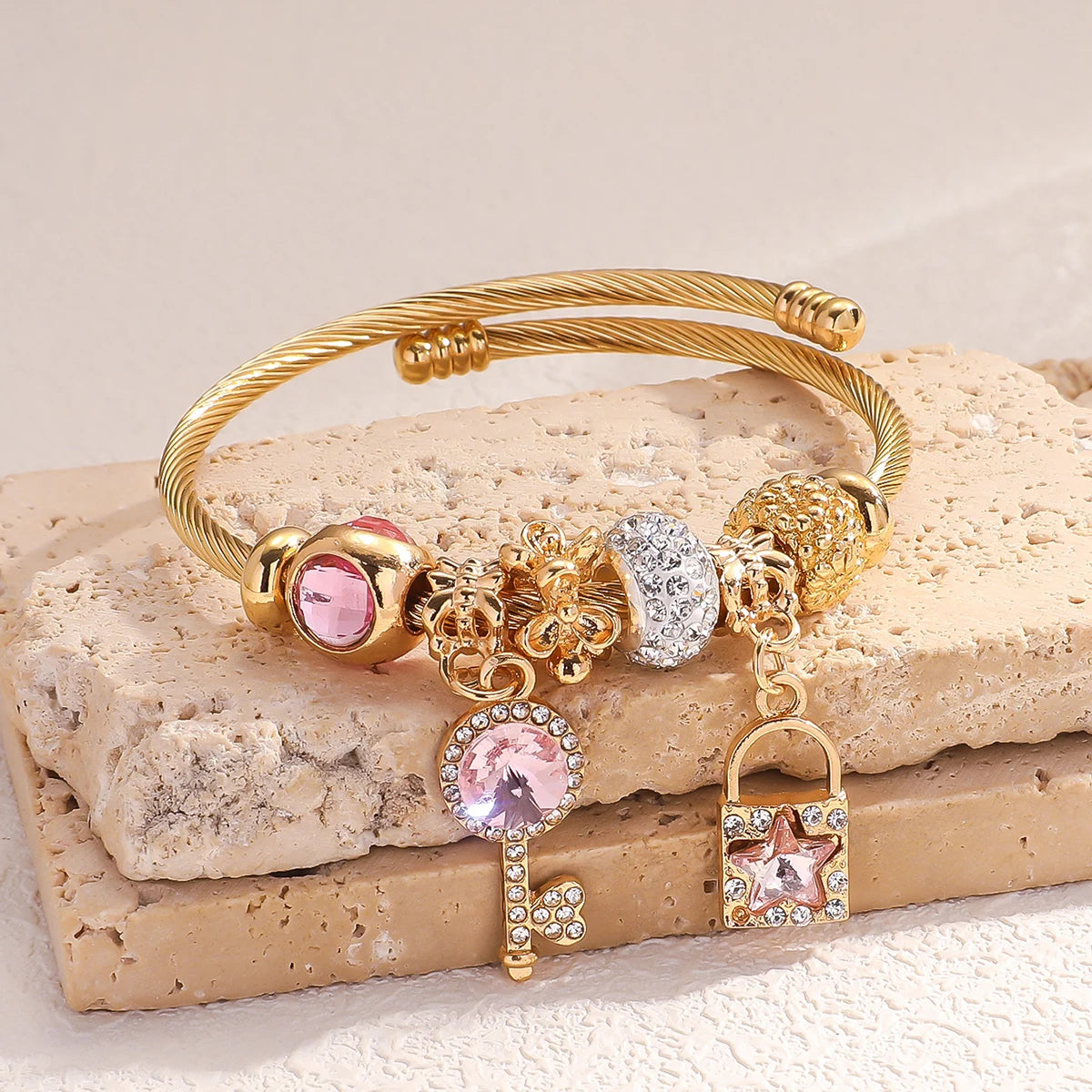Gold bracelet with butterfly